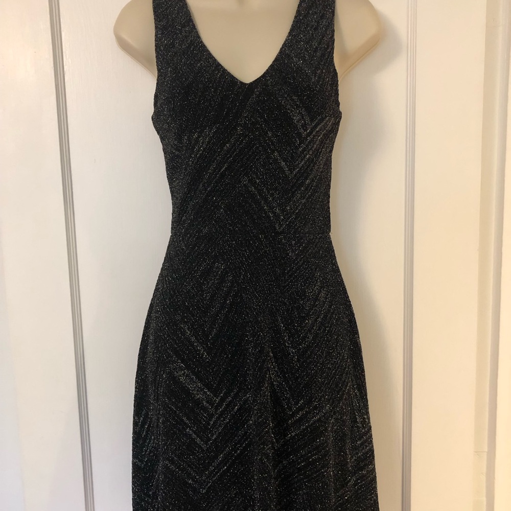 Aqua LBD NWT Black Glitter Backless V-Tank Stretchy Elegant Party Dress